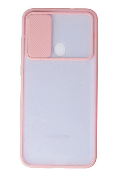 Mey İthalat®  Samsung Galaxy A11 Kılıf Palm Buzlu Kamera Sürgülü Silikon - Pembe