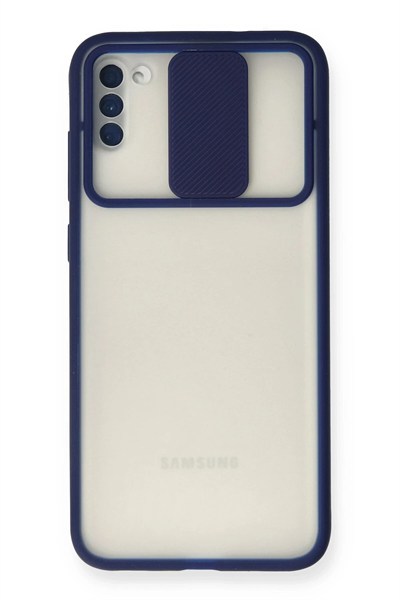 Mey İthalat®  Samsung Galaxy A11 Kılıf Palm Buzlu Kamera Sürgülü Silikon - Lacivert