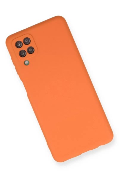 Mey İthalat®  Samsung Galaxy A12 Kılıf Nano içi Kadife Silikon - Turuncu