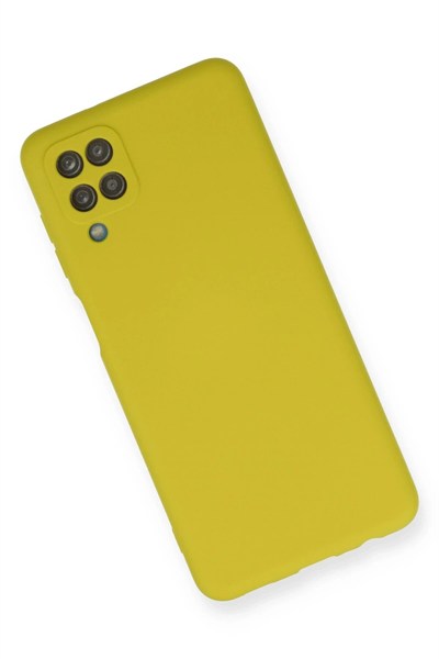 Mey İthalat®  Samsung Galaxy A12 Kılıf Nano içi Kadife Silikon - Sarı