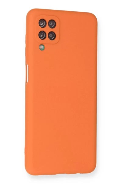 Mey İthalat®  Samsung Galaxy A12 Kılıf Nano içi Kadife Silikon - Turuncu