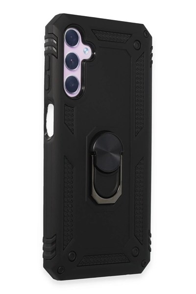 Mey İthalat®  Samsung Galaxy A14 4G Kılıf Sofya Yüzüklü Silikon Kapak - Siyah