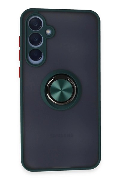 Mey İthalat®  Samsung Galaxy A15 4G Kılıf Montreal Yüzüklü Silikon Kapak - Yeşil