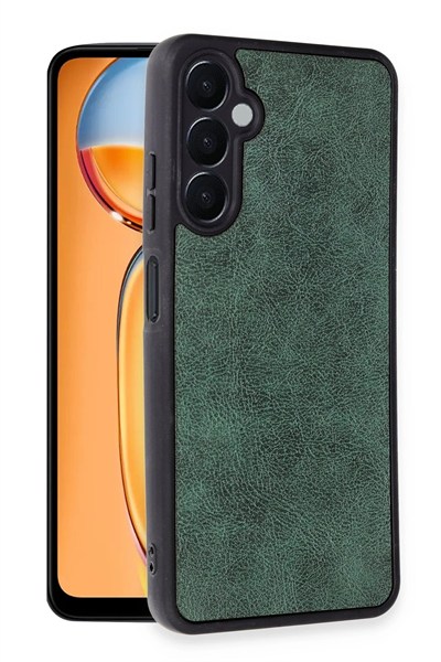 Mey İthalat®  Samsung Galaxy A15 4G Kılıf Aras Deri Kapak - Koyu Yeşil