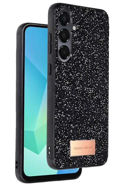 Mey İthalat®  Samsung Galaxy A16 5G Bright Simli Kapak - Siyah