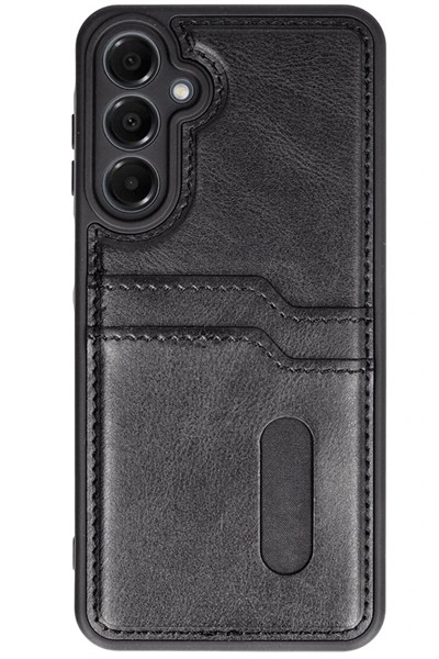 Mey İthalat®  Samsung Galaxy A16 5G Kılıf Sara Kartvizitli Deri Kılıf - Siyah