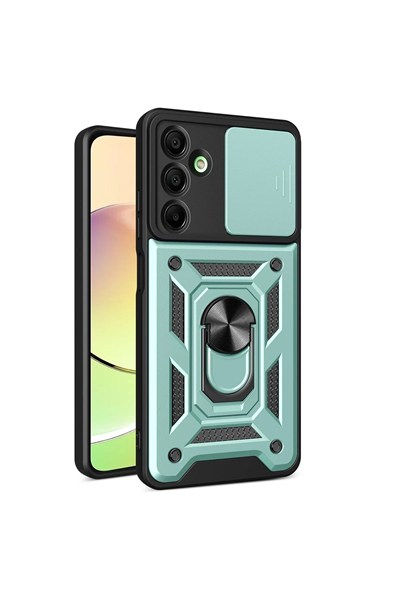 Mey İthalat®  Samsung Galaxy A16 5G Kılıf Pars Lens Yüzüklü Silikon - Yeşil