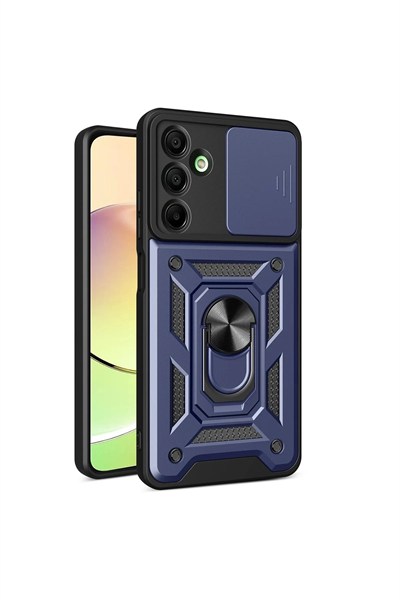 Mey İthalat®  Samsung Galaxy A16 5G Kılıf Pars Lens Yüzüklü Silikon - Lacivert