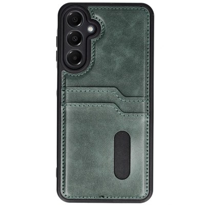 Mey İthalat®  Samsung Galaxy A16 5G Kılıf Sara Kartvizitli Deri Kılıf - Koyu Yeşil