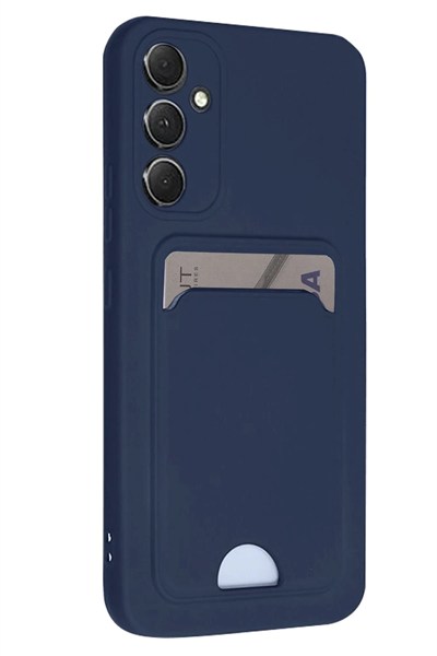 Mey İthalat®  Samsung Galaxy A16 5G Kılıf Kelvin Kartvizitli Silikon - Lacivert