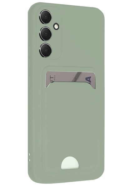 Mey İthalat®  Samsung Galaxy A16 5G Kılıf Kelvin Kartvizitli Silikon - Açık Yeşili