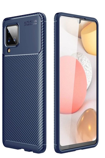 Mey İthalat®  Samsung Galaxy A22 Kılıf Auto Focus Karbon Kapak - Lacivert