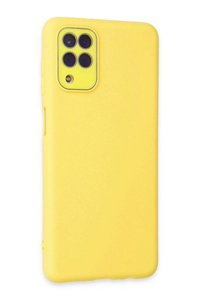 Mey İthalat®  Samsung Galaxy A22 Kılıf Lansman Glass Kapak - Sarı