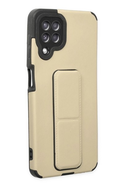 Mey İthalat®  Samsung Galaxy A22 Kılıf Mega Standlı Silikon - Gold