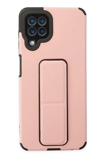 Mey İthalat®  Samsung Galaxy A22 Kılıf Mega Standlı Silikon - Pudra