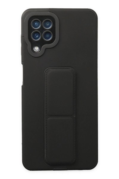 Mey İthalat®  Samsung Galaxy A22 Kılıf Mega Standlı Silikon - Siyah