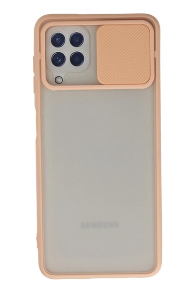 Mey İthalat®  Samsung Galaxy A22 Kılıf Palm Buzlu Kamera Sürgülü Silikon - Pembe