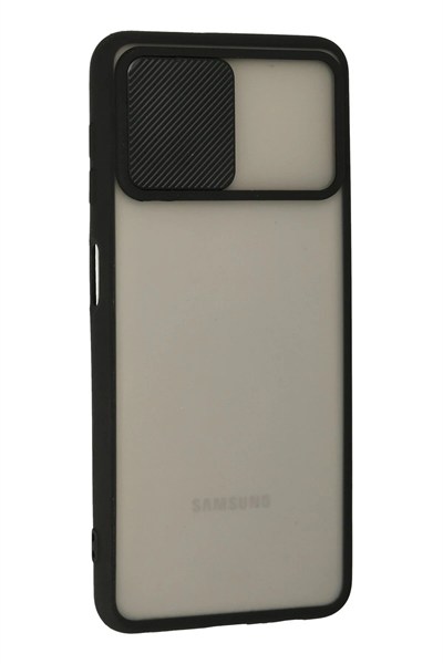 Mey İthalat®  Samsung Galaxy A22 Kılıf Palm Buzlu Kamera Sürgülü Silikon - Siyah