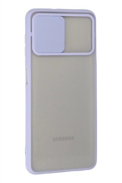 Mey İthalat®  Samsung Galaxy A22 Kılıf Palm Buzlu Kamera Sürgülü Silikon - Lila