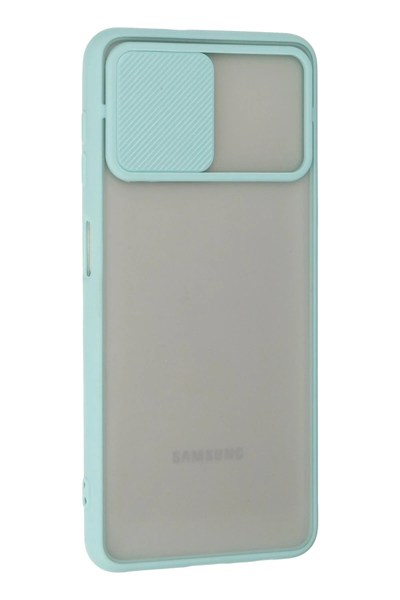 Mey İthalat®  Samsung Galaxy A22 Kılıf Palm Buzlu Kamera Sürgülü Silikon - Turkuaz