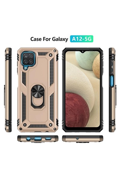 Mey İthalat®  Samsung Galaxy A22 Kılıf Sofya Yüzüklü Silikon Kapak - Gold