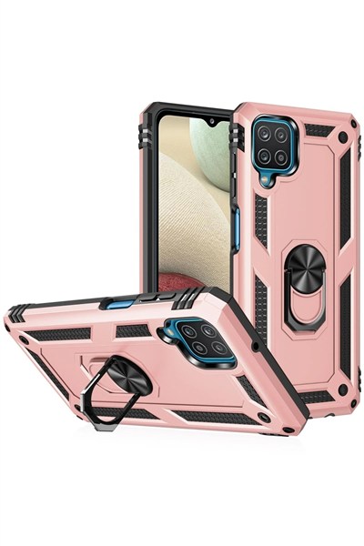 Mey İthalat®  Samsung Galaxy A22 Kılıf Sofya Yüzüklü Silikon Kapak - Rose