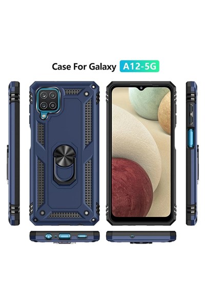 Mey İthalat®  Samsung Galaxy A22 Kılıf Sofya Yüzüklü Silikon Kapak - Lacivert