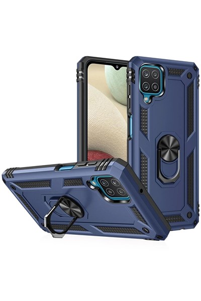 Mey İthalat®  Samsung Galaxy A22 Kılıf Sofya Yüzüklü Silikon Kapak - Lacivert