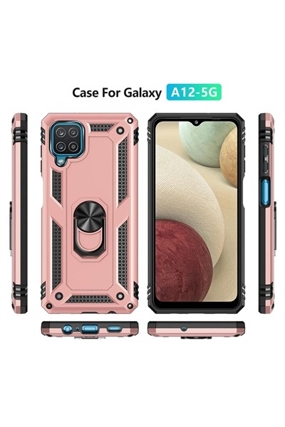 Mey İthalat®  Samsung Galaxy A22 Kılıf Sofya Yüzüklü Silikon Kapak - Rose