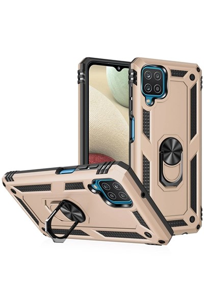 Mey İthalat®  Samsung Galaxy A22 Kılıf Sofya Yüzüklü Silikon Kapak - Gold
