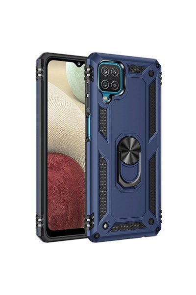 Mey İthalat®  Samsung Galaxy A22 Kılıf Sofya Yüzüklü Silikon Kapak - Lacivert