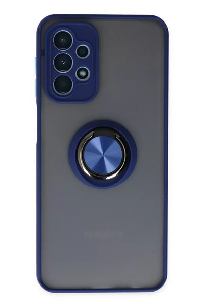 Mey İthalat®  Samsung Galaxy A23 4G Kılıf Montreal Yüzüklü Silikon Kapak - Lacivert
