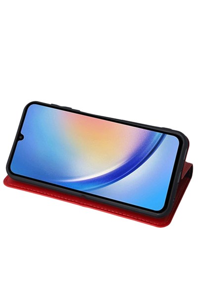 Mey İthalat®  Samsung Galaxy A24 4G Kılıf Trend S Plus Kapaklı Kılıf - Kırmızı