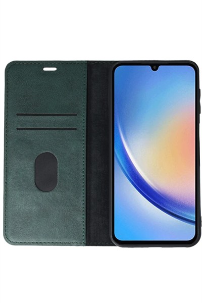 Mey İthalat®  Samsung Galaxy A24 4G Kılıf Trend S Plus Kapaklı Kılıf - Yeşil