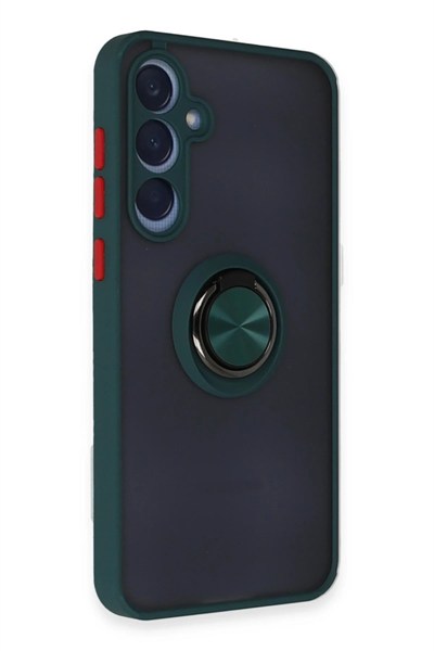 Mey İthalat®  Samsung Galaxy A25 5G Kılıf Montreal Yüzüklü Silikon Kapak - Yeşil