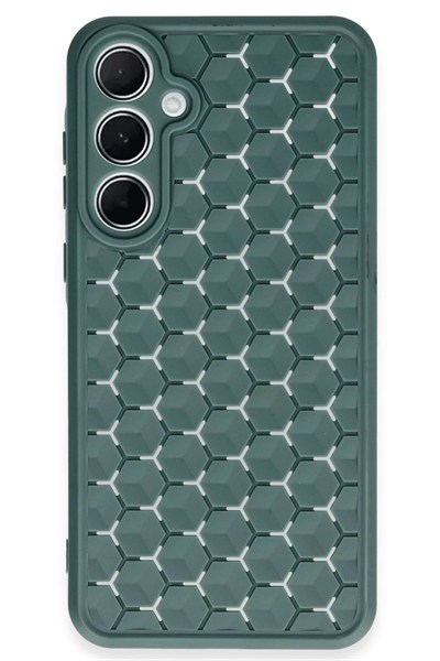 Mey İthalat®  Samsung Galaxy A25 5G Kılıf Petek Silikon Kapak - Koyu Yeşil