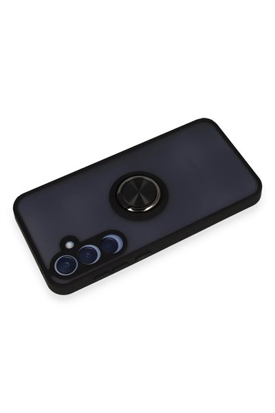 Mey İthalat®  Samsung Galaxy A25 5G Kılıf Montreal Yüzüklü Silikon Kapak - Siyah