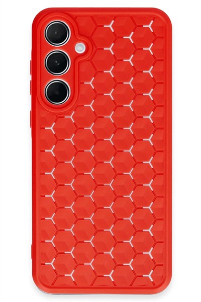 Mey İthalat®  Samsung Galaxy A25 5G Kılıf Petek Silikon Kapak - Kırmızı