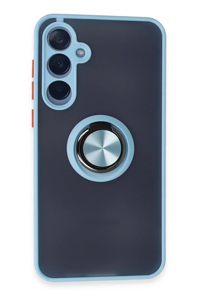 Mey İthalat®  Samsung Galaxy A25 5G Kılıf Montreal Yüzüklü Silikon Kapak - Buz Mavi