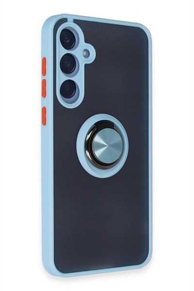 Mey İthalat®  Samsung Galaxy A25 5G Kılıf Montreal Yüzüklü Silikon Kapak - Buz Mavi