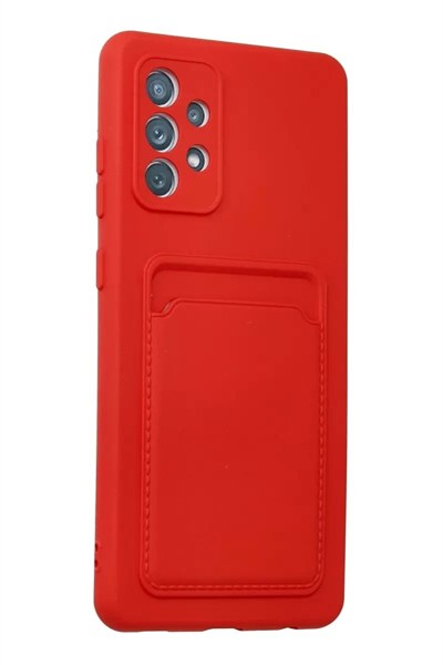 Mey İthalat®  Samsung Galaxy A32 Kılıf Kelvin Kartvizitli Silikon - Kırmızı