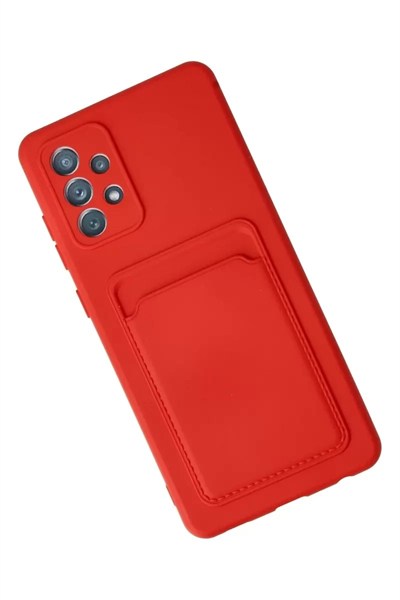 Mey İthalat®  Samsung Galaxy A32 Kılıf Kelvin Kartvizitli Silikon - Kırmızı