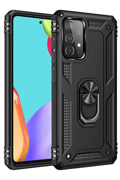 Mey İthalat®  Samsung Galaxy A33 5G Kılıf Sofya Yüzüklü Silikon Kapak - Siyah