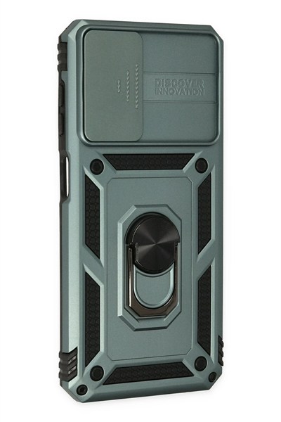 Mey İthalat®  Samsung Galaxy A33 5G Kılıf Pars Lens Yüzüklü Silikon - Yeşil