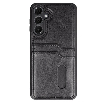 Mey İthalat®  Samsung Galaxy A35 5G Kılıf Sara Kartvizitli Deri Kılıf - Siyah