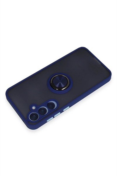 Mey İthalat®  Samsung Galaxy A35 5G Kılıf Montreal Yüzüklü Silikon Kapak - Lacivert