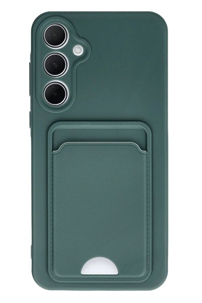 Mey İthalat®  Samsung Galaxy A35 5G Kılıf Kelvin Kartvizitli Silikon - Koyu Yeşil