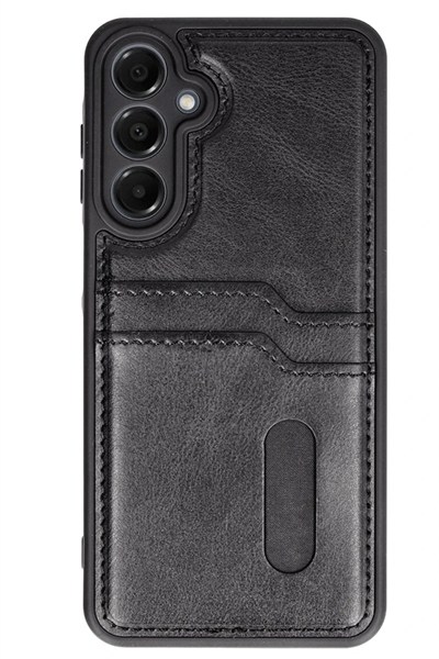 Mey İthalat®  Samsung Galaxy A35 5G Kılıf Sara Kartvizitli Deri Kılıf - Siyah