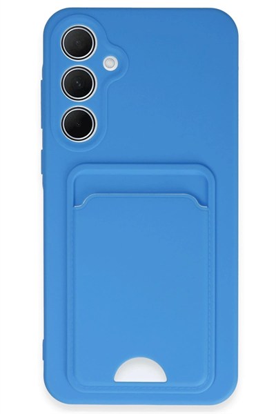 Mey İthalat®  Samsung Galaxy A35 5G Kılıf Kelvin Kartvizitli Silikon - Mavi
