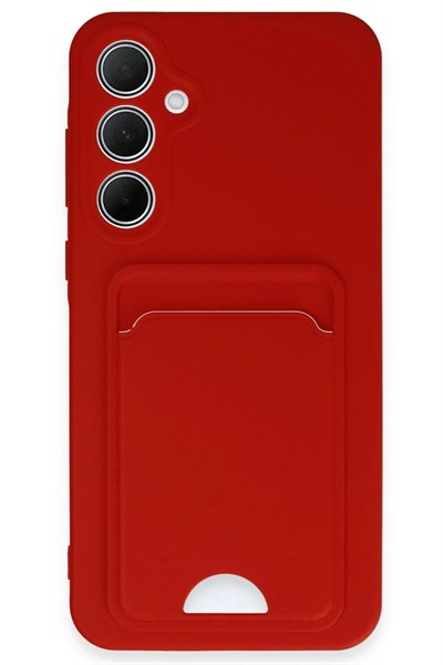 Mey İthalat®  Samsung Galaxy A35 5G Kılıf Kelvin Kartvizitli Silikon - Kırmızı